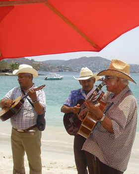 Musicians entertaining with their music.